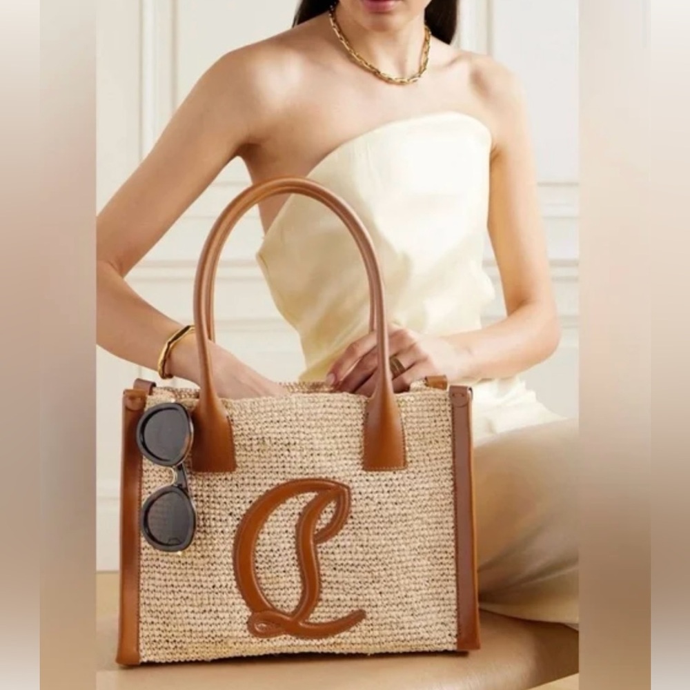 NWT CHRISTIAN LOUBOUTIN 
By My Side Raffia CL Logo Handbag Tote Bag